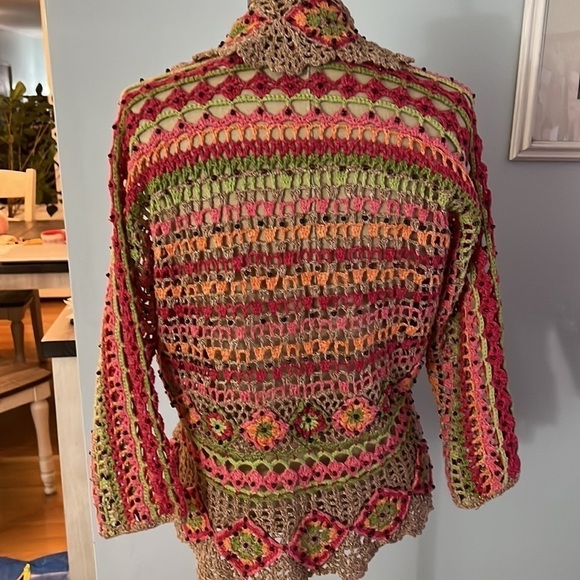 Marisa Christina Crochet Colorful Hippie Sweater Size Small - Picture 5 of 12